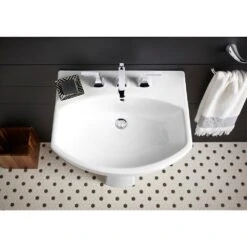 KOHLER Elmbrook 24 In. Pedestal Sink In White With 8 In. Widespread Faucet Holes -Kohler Sales Store 06622ab464602163c436137979e8e5f7 1800x1800