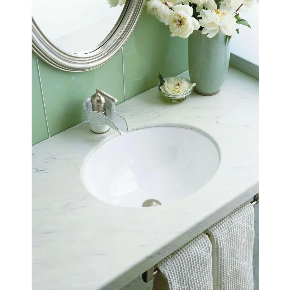 KOHLER Caxton Vitreous China Undermount Bathroom Sink In White 11 KOHLER Caxton Vitreous China Undermount Bathroom Sink In White - Image 9