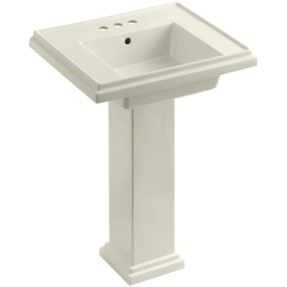 KOHLER Tresham Ceramic Pedestal Combo Bathroom Sink With Single-Hole Faucet Drilling In White With Overflow Drain 14 KOHLER Tresham Ceramic Pedestal Combo Bathroom Sink With Single-Hole Faucet Drilling In White With Overflow Drain - Image 12