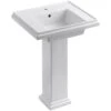 KOHLER Tresham Ceramic Pedestal Combo Bathroom Sink With Single-Hole Faucet Drilling In White With Overflow Drain 1 KOHLER Tresham Ceramic Pedestal Combo Bathroom Sink With Single-Hole Faucet Drilling In White With Overflow Drain -Kohler Sales Store 412a88c7af806426ae07fc1fe3c64e37 1800x1800