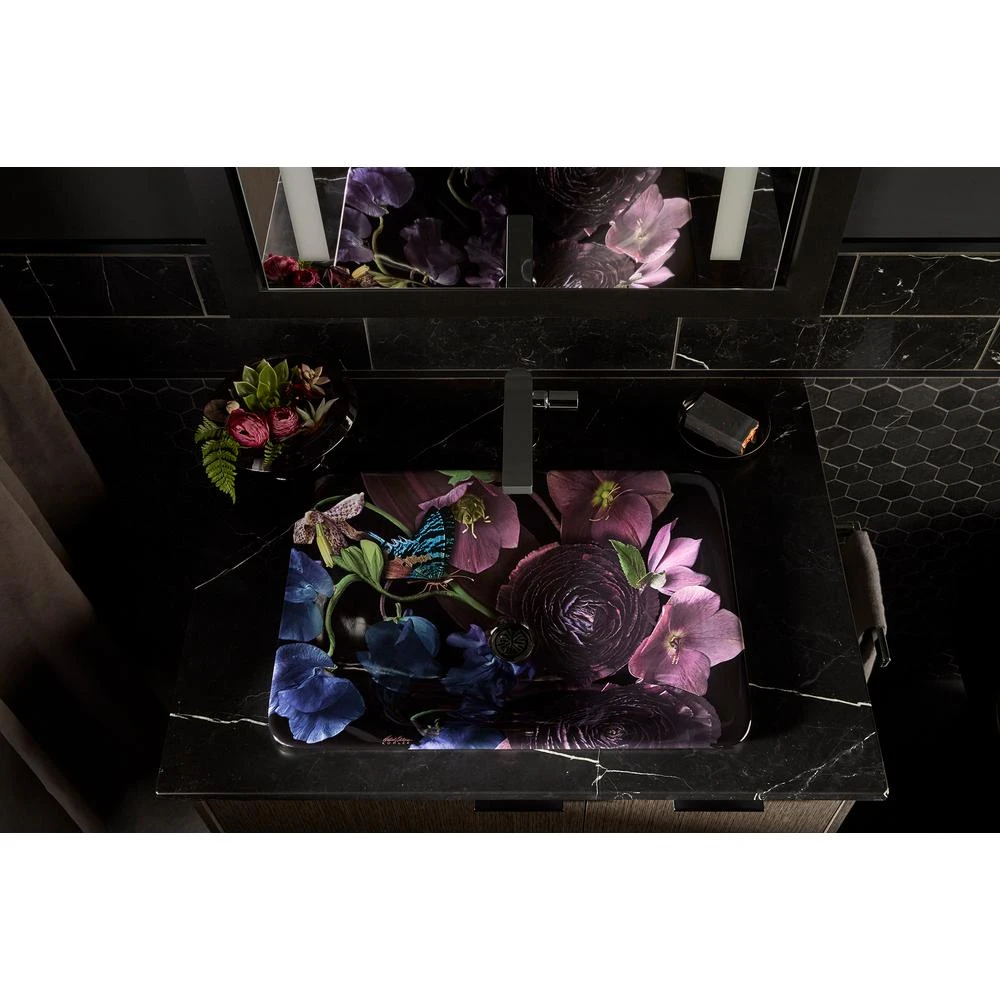 KOHLER Dutchmaster Rectangular Vessel Sink In Midnight Floral 6 KOHLER Dutchmaster Rectangular Vessel Sink In Midnight Floral - Image 4