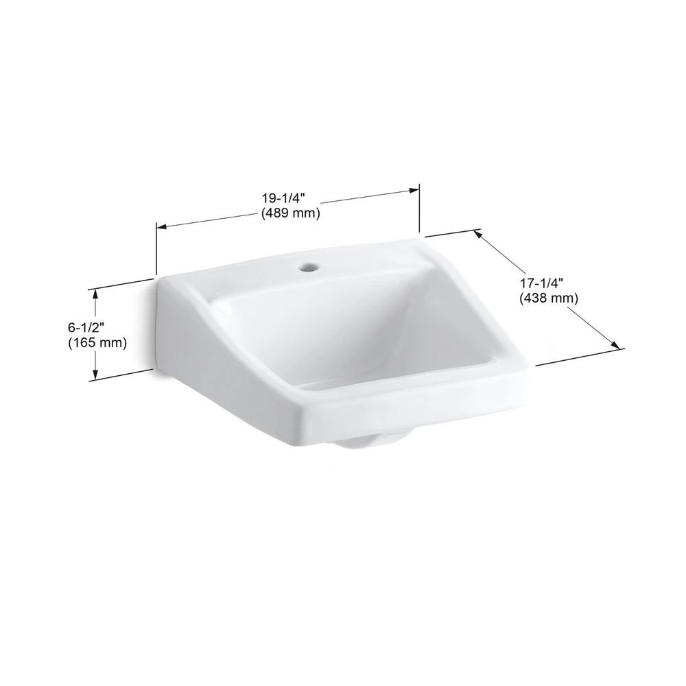 KOHLER Greenwich Wall-Mount Vitreous China Bathroom Sink In White With Overflow Drain 4 KOHLER Greenwich Wall-Mount Vitreous China Bathroom Sink In White With Overflow Drain - Image 2