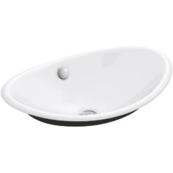 KOHLER Iron Plains Vessel Cast Iron Bathroom Sink In White With Iron Black Painted Underside And Overflow