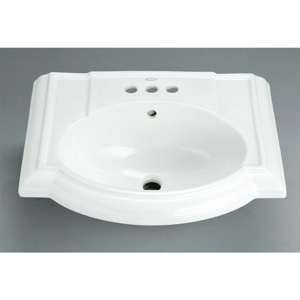 KOHLER Devonshire Vitreous China Pedestal Bathroom Sink Basin In White With Overflow Drain 5 KOHLER Devonshire Vitreous China Pedestal Bathroom Sink Basin In White With Overflow Drain - Image 3