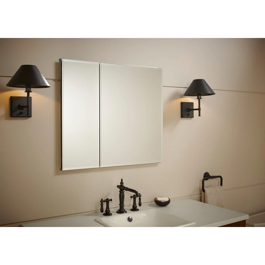 KOHLER 30-in X 26-in Rectangle Recessed Mirrored Medicine Cabinet 3 KOHLER 30-in X 26-in Rectangle Recessed Mirrored Medicine Cabinet