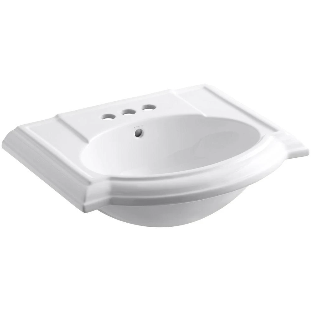 KOHLER Devonshire Vitreous China Pedestal Bathroom Sink Basin In White With Overflow Drain 3 KOHLER Devonshire Vitreous China Pedestal Bathroom Sink Basin In White With Overflow Drain