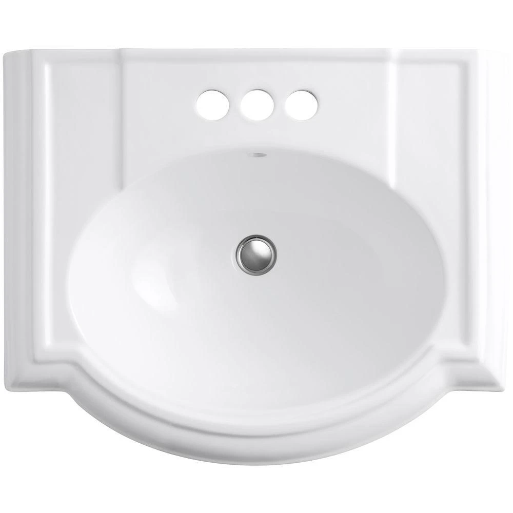 KOHLER Devonshire Vitreous China Pedestal Bathroom Sink Basin In White With Overflow Drain 4 KOHLER Devonshire Vitreous China Pedestal Bathroom Sink Basin In White With Overflow Drain - Image 2
