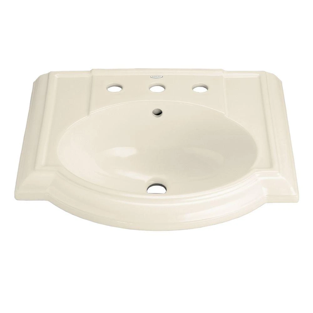 KOHLER Devonshire Vitreous China Pedestal Bathroom Sink Basin In White With Overflow Drain 9 KOHLER Devonshire Vitreous China Pedestal Bathroom Sink Basin In White With Overflow Drain - Image 7