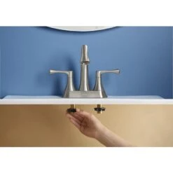 KOHLER Lilyfield Brushed Nickel 2-Handle 4-in Centerset WaterSense Bathroom Sink Faucet With Drain -Kohler Sales Store 885612574589 16342309 1800x1800