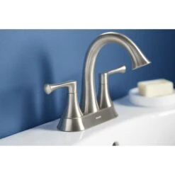 KOHLER Lilyfield Brushed Nickel 2-Handle 4-in Centerset WaterSense Bathroom Sink Faucet With Drain -Kohler Sales Store 885612574589 16342312 1800x1800