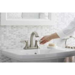 KOHLER Maxton Brushed Nickel 2-Handle 4-in Centerset WaterSense Bathroom Sink Faucet With Drain -Kohler Sales Store 885612576514 08393771 1800x1800