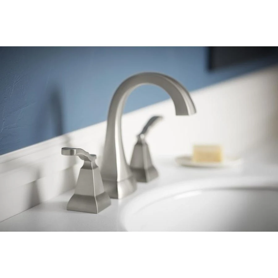 KOHLER Ridgeport Vibrant Brushed Nickel 2-Handle 4-in Centerset WaterSense Bathroom Sink Faucet With Drain 4 KOHLER Ridgeport Vibrant Brushed Nickel 2-Handle 4-in Centerset WaterSense Bathroom Sink Faucet With Drain - Image 2