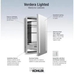 KOHLER Verdera 20-in X 30-in Rectangle Surface/Recessed Mirrored Medicine Cabinet With Outlet And Lights