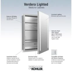 KOHLER Verdera 24-in X 30-in Rectangle Surface/Recessed Mirrored Medicine Cabinet With Outlet And Lights -Kohler Sales Store 885612733610 15055431 1800x1800