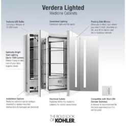 KOHLER Verdera 40-in X 30-in Rectangle Surface/Recessed Mirrored Medicine Cabinet With Outlet And Lights
