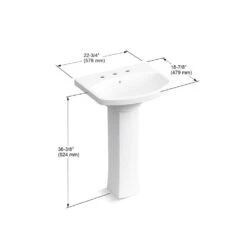 KOHLER Elmbrook 24 In. Pedestal Sink In White With 8 In. Widespread Faucet Holes -Kohler Sales Store 8cab0e586bc97cf1385fb5cec97ec7ad 1800x1800