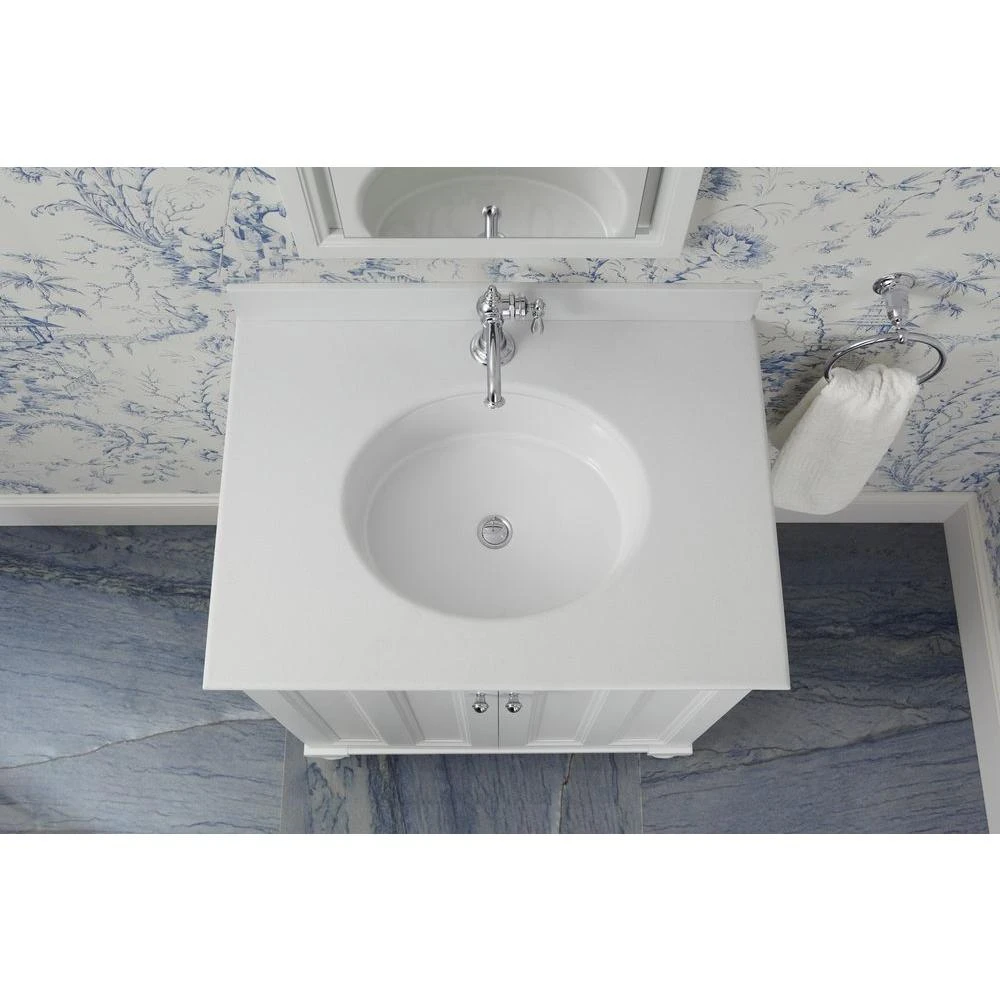 KOHLER Verticyl Oval Vitreous China Undermount Bathroom Sink In White With Overflow Drain 5 KOHLER Verticyl Oval Vitreous China Undermount Bathroom Sink In White With Overflow Drain - Image 3