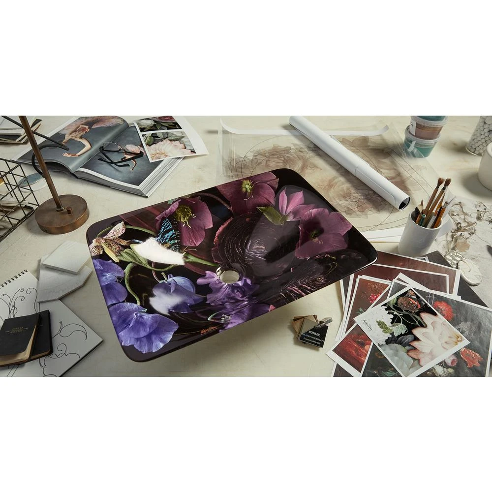 KOHLER Dutchmaster Rectangular Vessel Sink In Midnight Floral 7 KOHLER Dutchmaster Rectangular Vessel Sink In Midnight Floral - Image 5