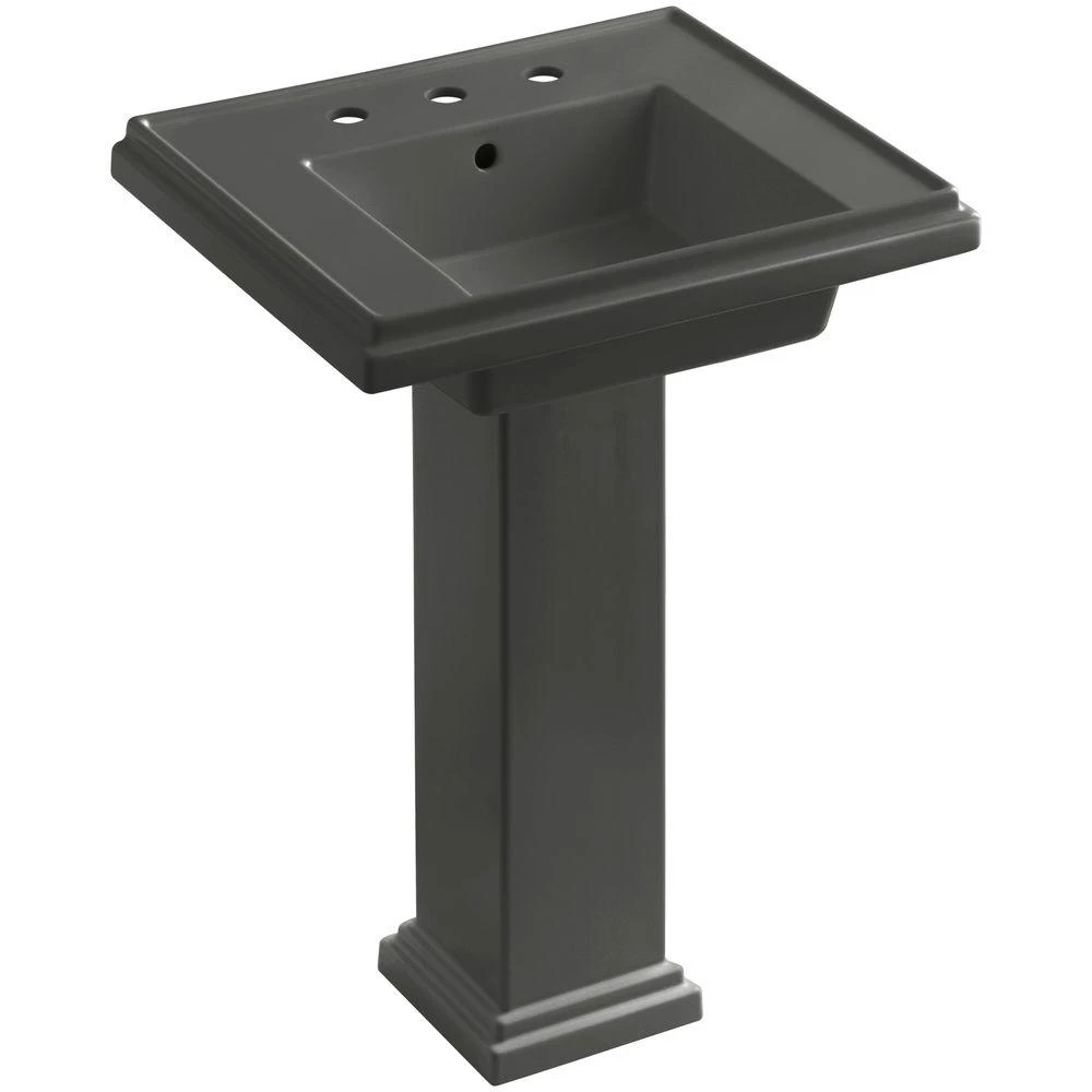 KOHLER Tresham Ceramic Pedestal Combo Bathroom Sink With Single-Hole Faucet Drilling In White With Overflow Drain 8 KOHLER Tresham Ceramic Pedestal Combo Bathroom Sink With Single-Hole Faucet Drilling In White With Overflow Drain - Image 6