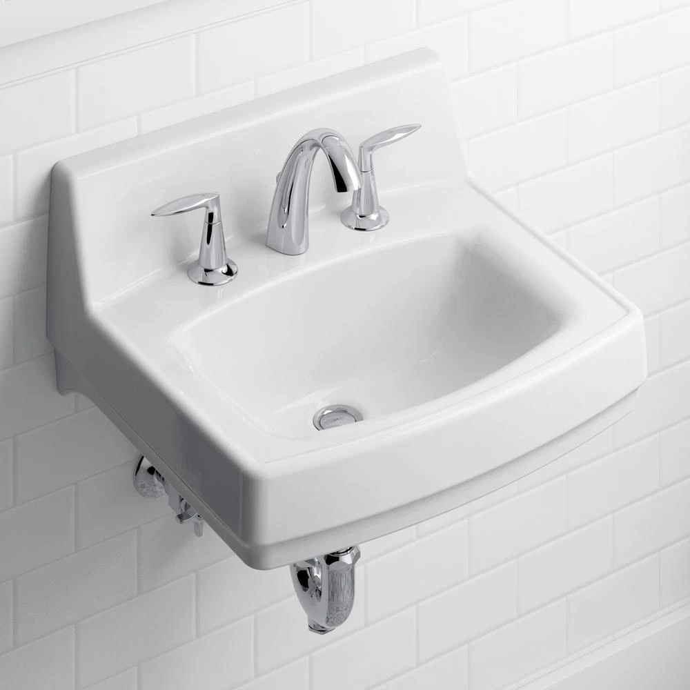 KOHLER Greenwich Wall-Mount Vitreous China Bathroom Sink In White With Overflow Drain 6 KOHLER Greenwich Wall-Mount Vitreous China Bathroom Sink In White With Overflow Drain - Image 4