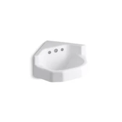 KOHLER Marston Wall-Mount Cast Iron Bathroom Sink In White With Overflow Drain