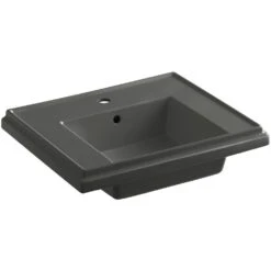 KOHLER Tresham 24 In. Fireclay Pedestal Sink Basin In Black Black With Overflow Drain -Kohler Sales Store b7a08370785f7a7dc7b636b473ee44c6 1800x1800