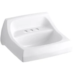 KOHLER Kingston Wall-Mount Vitreous China Bathroom Sink In White With Overflow Drain