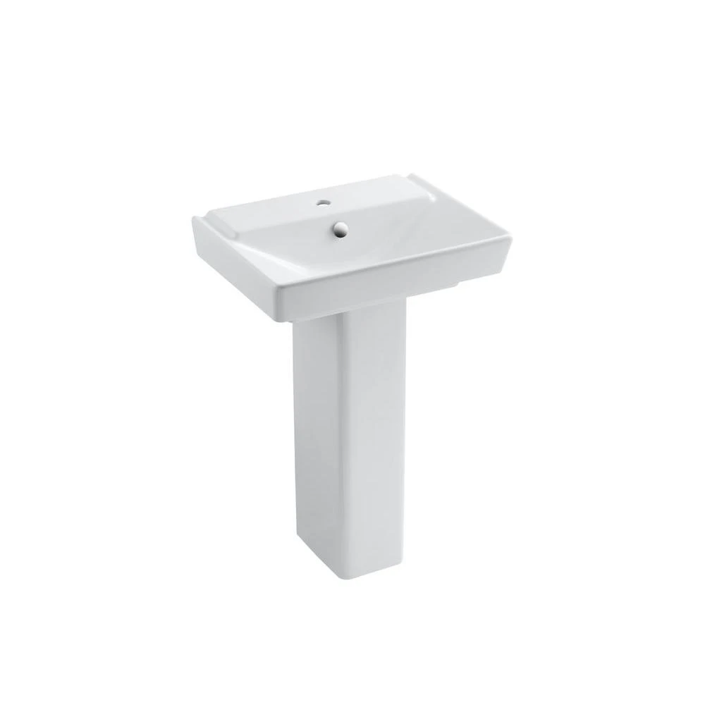 KOHLER Reve Single-Hole Ceramic Pedestal Bathroom Sink Combo In White With Overflow Drain 3 KOHLER Reve Single-Hole Ceramic Pedestal Bathroom Sink Combo In White With Overflow Drain