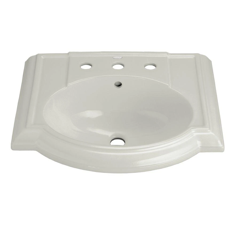 KOHLER Devonshire Vitreous China Pedestal Bathroom Sink Basin In White With Overflow Drain 8 KOHLER Devonshire Vitreous China Pedestal Bathroom Sink Basin In White With Overflow Drain - Image 6