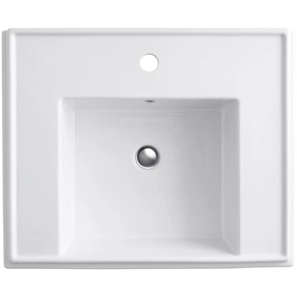KOHLER Tresham Ceramic Pedestal Combo Bathroom Sink With Single-Hole Faucet Drilling In White With Overflow Drain 4 KOHLER Tresham Ceramic Pedestal Combo Bathroom Sink With Single-Hole Faucet Drilling In White With Overflow Drain - Image 2