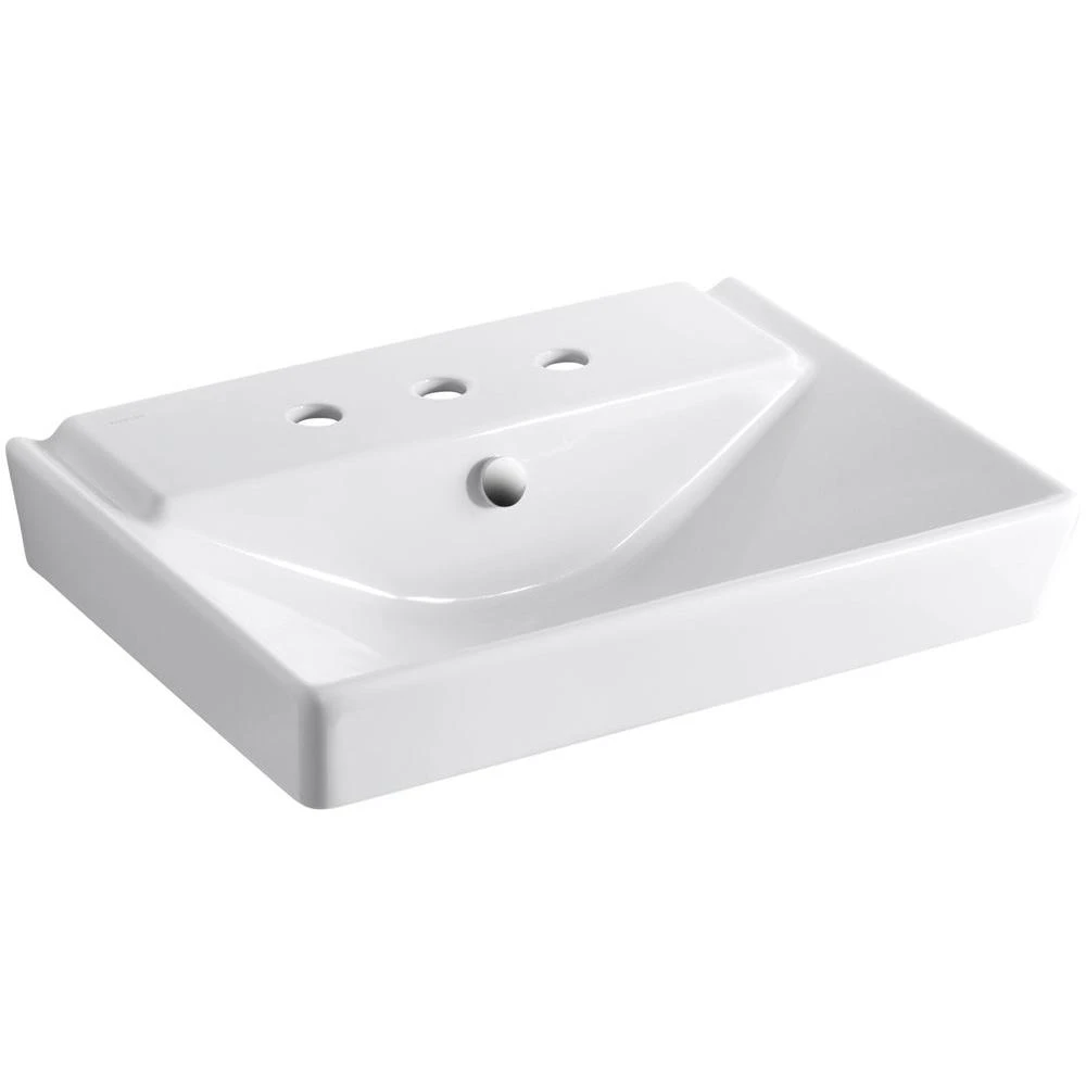 KOHLER Reve Wall-Mounted Ceramic Bathroom Sink In White With Overflow Drain 5 KOHLER Reve Wall-Mounted Ceramic Bathroom Sink In White With Overflow Drain - Image 3