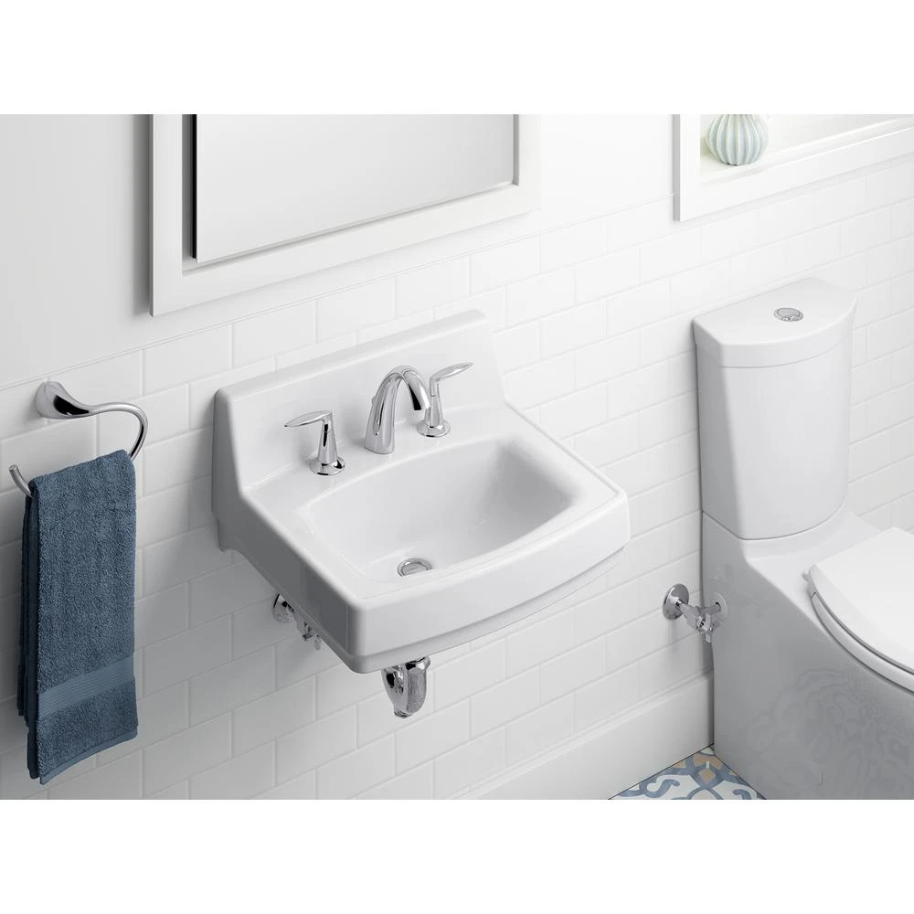 KOHLER Greenwich Wall-Mount Vitreous China Bathroom Sink In White With Overflow Drain 5 KOHLER Greenwich Wall-Mount Vitreous China Bathroom Sink In White With Overflow Drain - Image 3