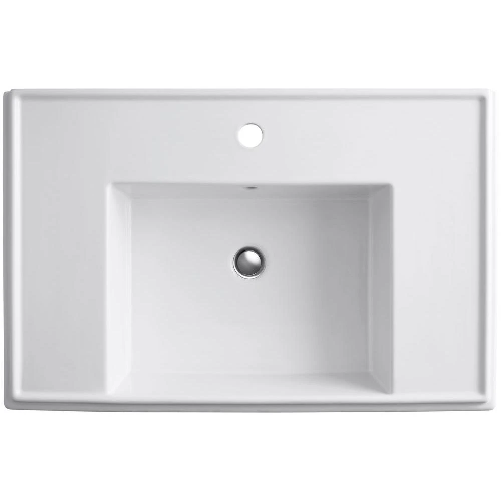 KOHLER Tresham Ceramic Pedestal Combo Bathroom Sink With Single-Hole Faucet Drilling In Black Black With Overflow Drain 4 KOHLER Tresham Ceramic Pedestal Combo Bathroom Sink With Single-Hole Faucet Drilling In Black Black With Overflow Drain - Image 2