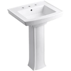 Kohler Sales Store 4 KOHLER Archer Vitreous China Pedestal Combo Bathroom Sink In White With Overflow Drain