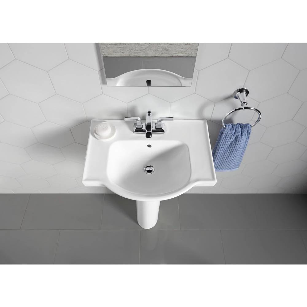 KOHLER Veer 24 In. Vitreous China Pedestal Combo Bathroom Sink In White With Overflow Drain 6 KOHLER Veer 24 In. Vitreous China Pedestal Combo Bathroom Sink In White With Overflow Drain - Image 4