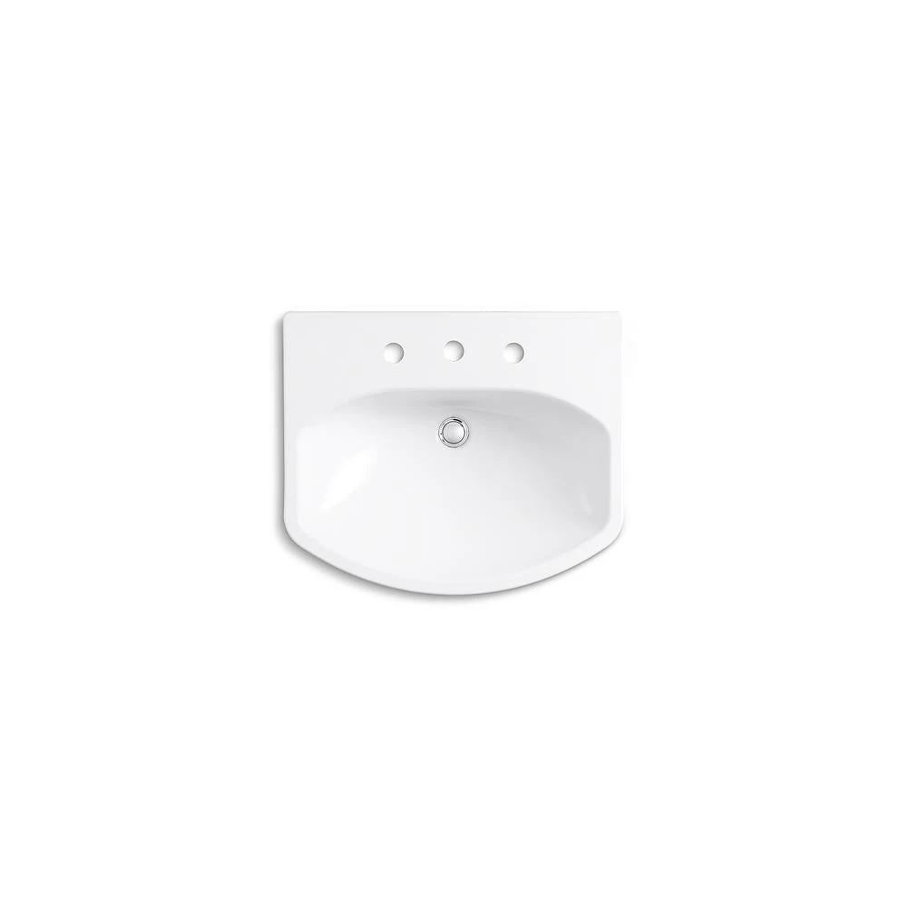 KOHLER Elmbrook 24 In. Pedestal Sink Basin In White With 8 In. Widespread Faucet Holes 7 KOHLER Elmbrook 24 In. Pedestal Sink Basin In White With 8 In. Widespread Faucet Holes - Image 5