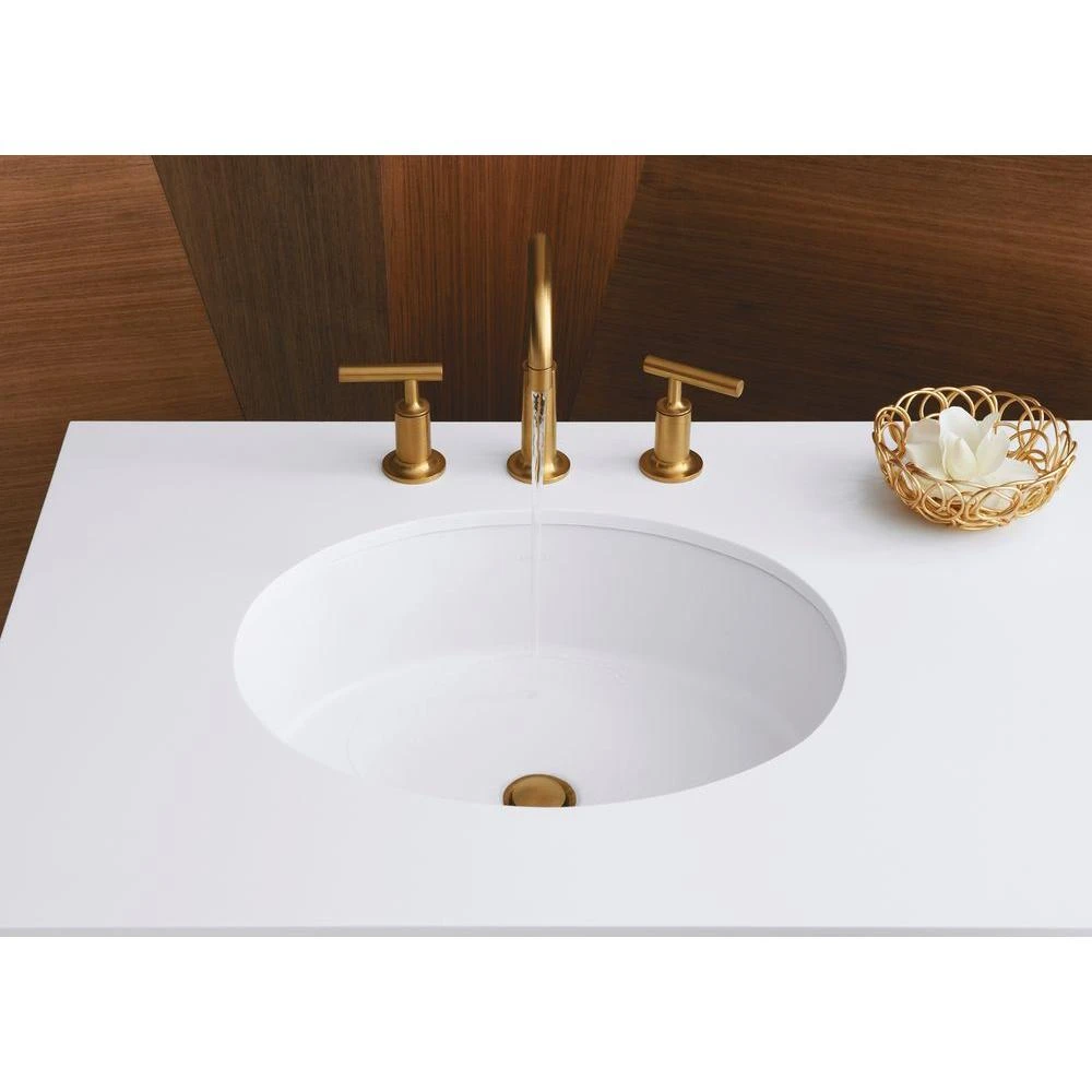KOHLER Verticyl Oval Vitreous China Undermount Bathroom Sink In White With Overflow Drain 4 KOHLER Verticyl Oval Vitreous China Undermount Bathroom Sink In White With Overflow Drain - Image 2