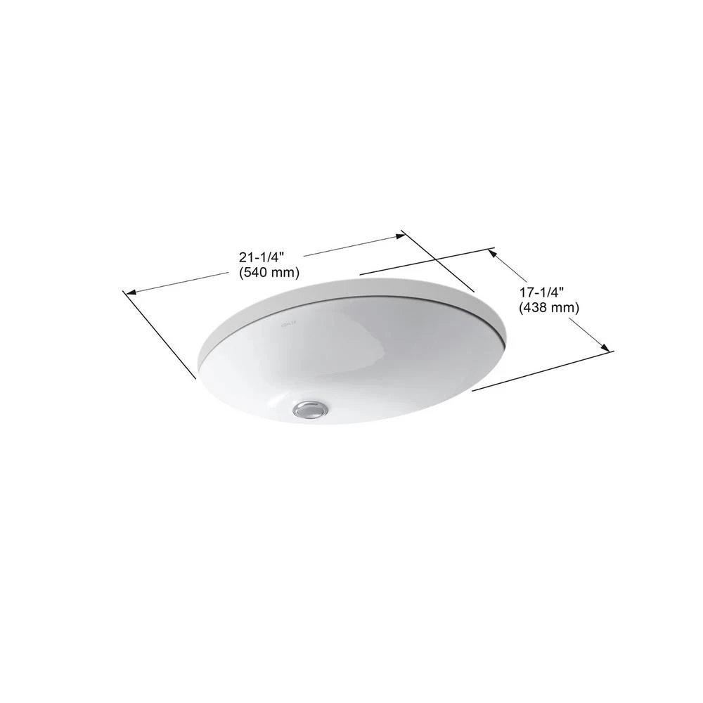 KOHLER Caxton Vitreous China Undermount Vitreous China Bathroom Sink In White With Overflow Drain 13 KOHLER Caxton Vitreous China Undermount Vitreous China Bathroom Sink In White With Overflow Drain - Image 11