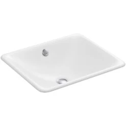 KOHLER Iron Plains Drop-In/Under-Mounted Cast Iron Bathroom Sink In White With Overflow