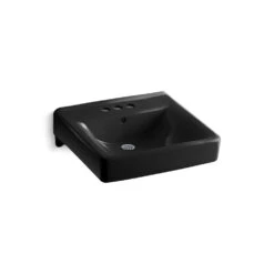 KOHLER Soho Wall-Mount Vitreous China Bathroom Sink In Black Black With Overflow Drain