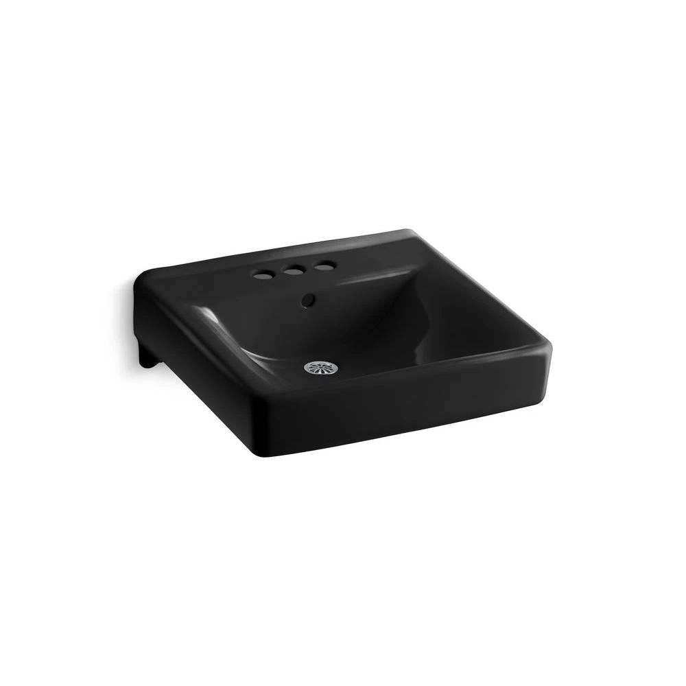 KOHLER Soho Wall-Mount Vitreous China Bathroom Sink In Black Black With Overflow Drain 3 KOHLER Soho Wall-Mount Vitreous China Bathroom Sink In Black Black With Overflow Drain