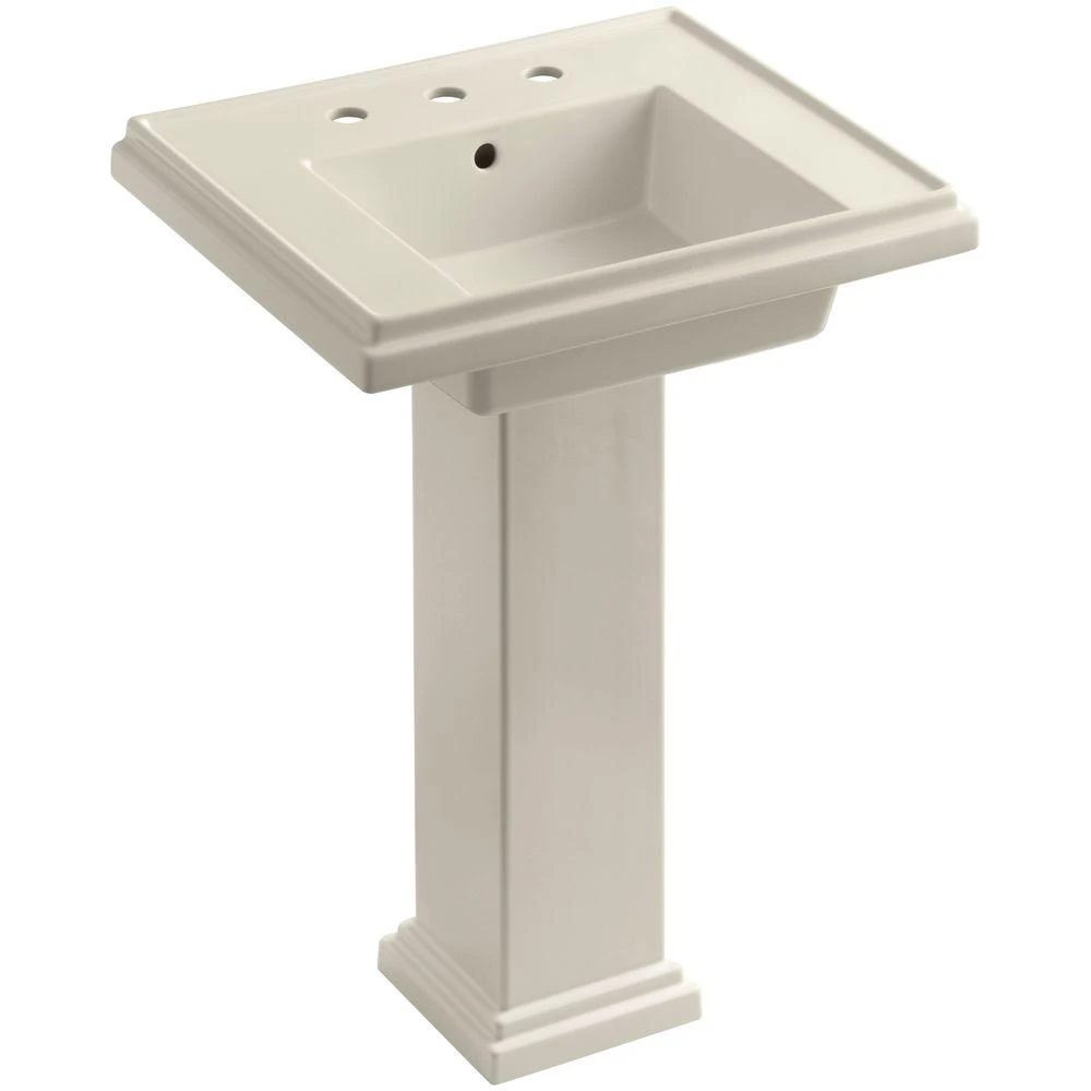 KOHLER Tresham Ceramic Pedestal Combo Bathroom Sink With Single-Hole Faucet Drilling In White With Overflow Drain 9 KOHLER Tresham Ceramic Pedestal Combo Bathroom Sink With Single-Hole Faucet Drilling In White With Overflow Drain - Image 7