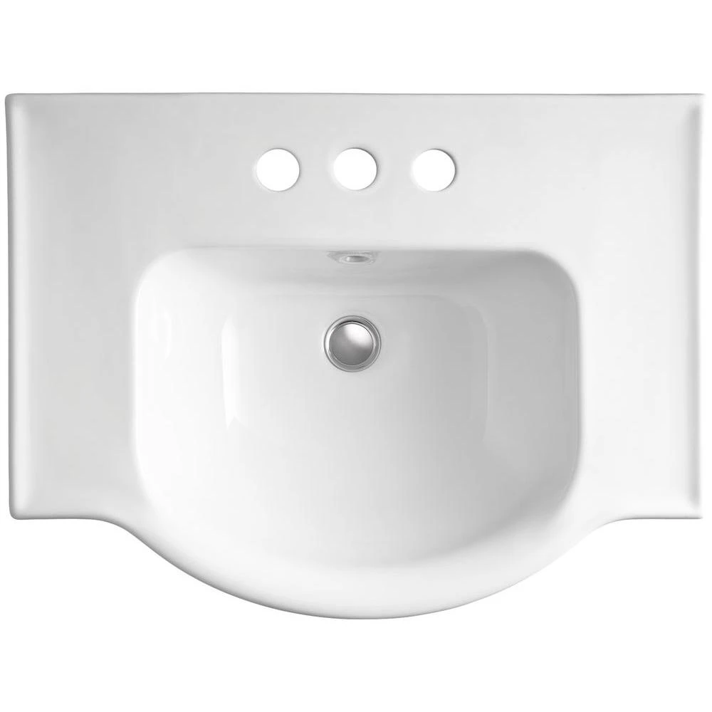 KOHLER Veer 24 In. Vitreous China Pedestal Combo Bathroom Sink In White With Overflow Drain 4 KOHLER Veer 24 In. Vitreous China Pedestal Combo Bathroom Sink In White With Overflow Drain - Image 2
