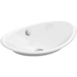 KOHLER Iron Plains Vessel Cast Iron Bathroom Sink In White With Painted Underside And Overflow