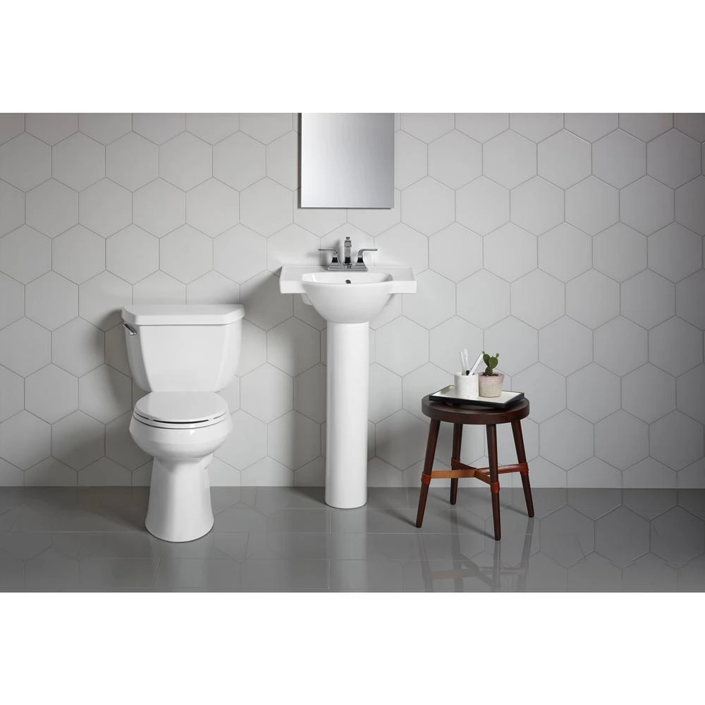 KOHLER Veer 21 In. Vitreous China Pedestal Sink Basin In White 4 KOHLER Veer 21 In. Vitreous China Pedestal Sink Basin In White - Image 2