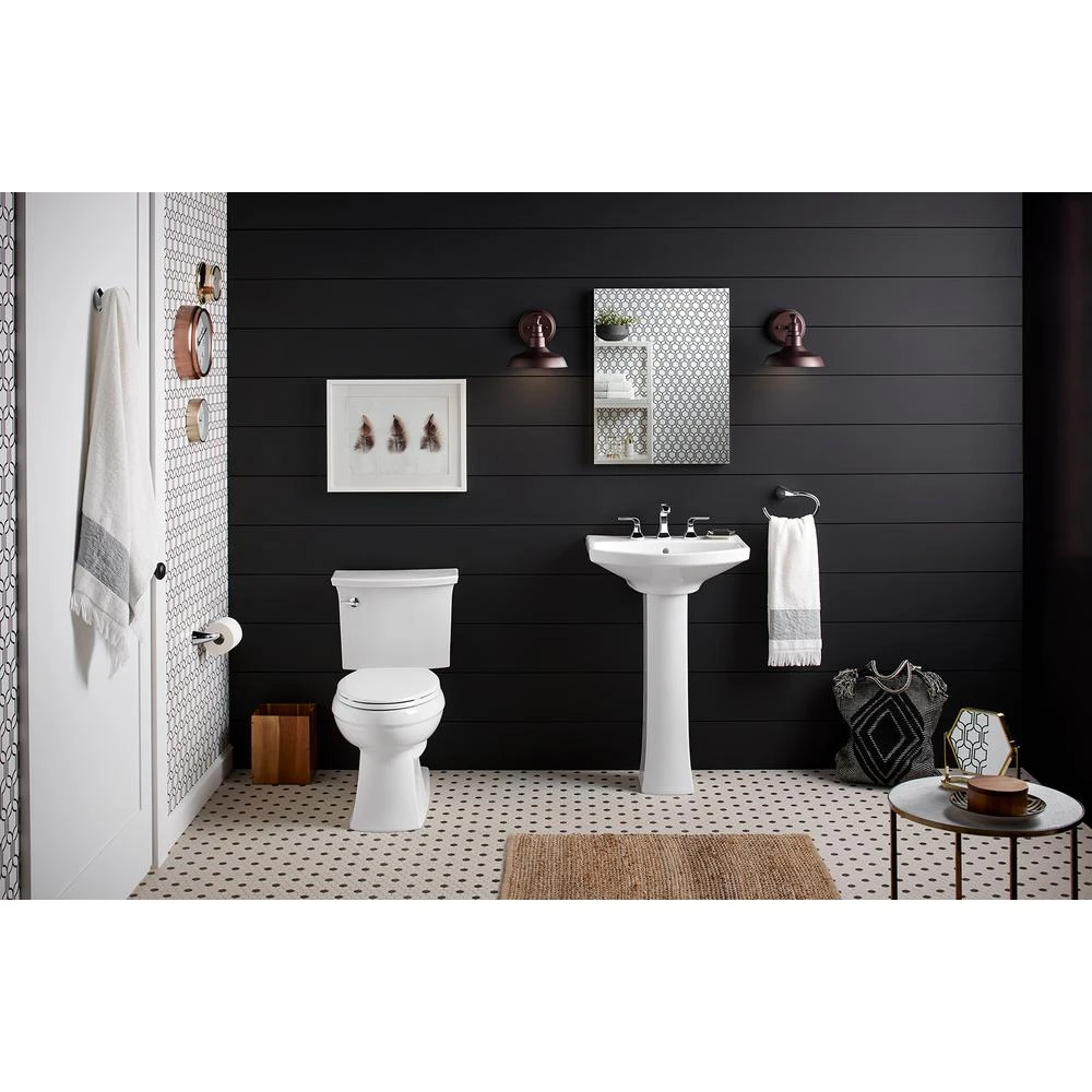 KOHLER Elmbrook 24 In. Pedestal Sink Basin In White With 8 In. Widespread Faucet Holes 10 KOHLER Elmbrook 24 In. Pedestal Sink Basin In White With 8 In. Widespread Faucet Holes - Image 8
