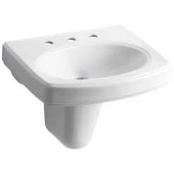 KOHLER Pinoir Wall-Mount Vitreous China Bathroom Sink In White With Overflow Drain