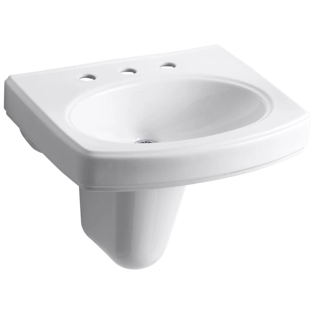 KOHLER Pinoir Wall-Mount Vitreous China Bathroom Sink In White With Overflow Drain 3 KOHLER Pinoir Wall-Mount Vitreous China Bathroom Sink In White With Overflow Drain